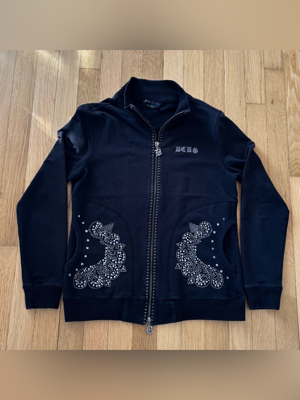 Vintage BCBG Maxazria Jacket Embellished Full Zip Y2K 2000s Medium